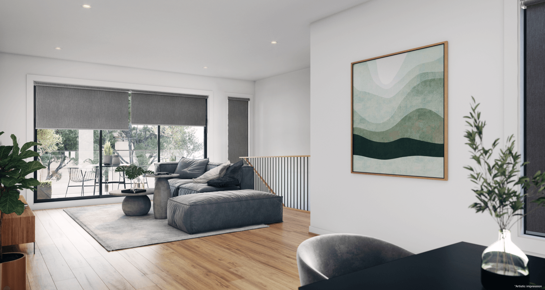Modern living room interior at Enclave Truganina Townhouses